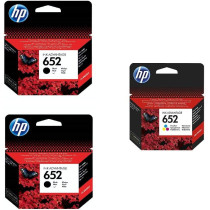 HP 652 2 Black Ink Cartridges and 1 Color Ink Cartridge Set & 652 Black Original Ink Cartridge [F6V25AE] Works with HP DeskJet 3787, 3789, 3835, 4535 Printers