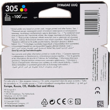 HP, 305 Tri-Color Original Ink Cartridge, 3YM60AE, 50 ML