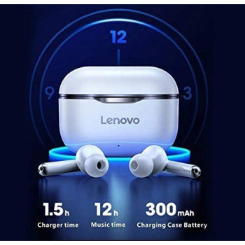 Lenovo Lenovo Lp1 True Wireless Sports Bluetooth In-Ear Headphones With Mic And 300Mah Charging Case White/Black