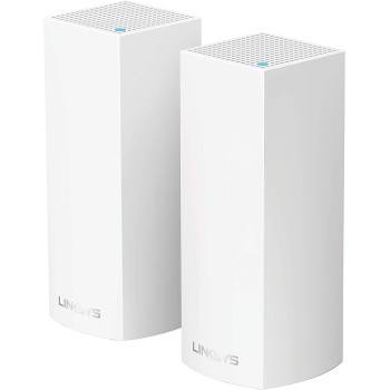 Linksys WHW0302 Velop Tri-Band Whole Home Wi-Fi Mesh System Router, White, Pack Of 2