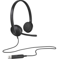 Logitech C922 Pro Stream Webcam, HD 1080p/30fps or HD 720p/60fps Hyperfast Streaming, Stereo Audio, Black & H340 Wired Headset, Stereo Headphones - Black