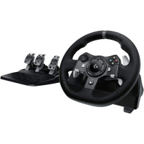 Logitech G920 Driving Force Racing Wheel and Floor Pedals, Real Force Feedback, Stainless Steel Paddle Shifters, Leather Steering Wheel Cover for Xbox Series X/S, Xbox One, PC, Mac - Black