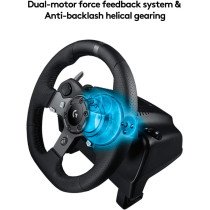 Logitech G920 Driving Force Racing Wheel and Floor Pedals, Real Force Feedback, Stainless Steel Paddle Shifters, Leather Steering Wheel Cover for Xbox Series X/S, Xbox One, PC, Mac - Black