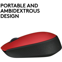Logitech M171 Wireless Mouse, 2.4 GHz with USB Mini Receiver, Optical Tracking, 12-Months Battery Life, Ambidextrous PC/Mac/Laptop - Red