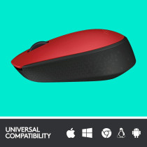 Logitech M171 Wireless Mouse, 2.4 GHz with USB Mini Receiver, Optical Tracking, 12-Months Battery Life, Ambidextrous PC/Mac/Laptop - Red