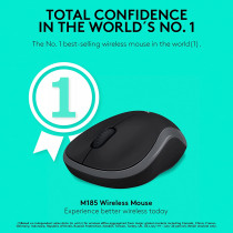 Logitech M185 Wireless Optical Mouse Nano Receiver (910-003888) Gray