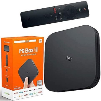 Mi Box S, Smart Tv Box, Intelligent 4K Ultra Hd Media Player, Work With Projector, Tvs & Mobile Phones, Powered By Android 8.1, - International Version- Black