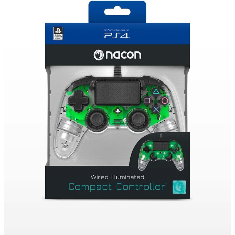 Nacon Wired Illuminated Compact Controller for PlayStation 4, Green