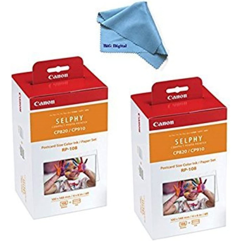 Canon 2 Pack Canon RP-108 High-Capacity Color Ink/Paper Set Designed for SELPHY CP910/CP820/CP1200 Printers