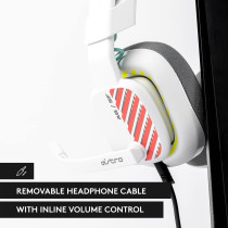 Astro A10 Gaming Wired Headset Gen 2 with Flip-to-Mute Microphone, 32 mm Drivers, Compatible with Playstation, PC - White