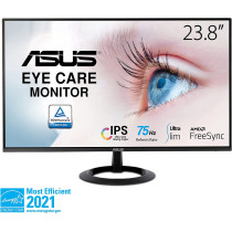 ASUS ASUS 23.8" 1080P Monitor (VZ24EHE) - Full HD, IPS, 75Hz, 1ms, Adaptive-Sync/FreeSync, Low Blue Light, Free, Ultra-Slim, VESA Mountable, Frameless, HDMI, VGA