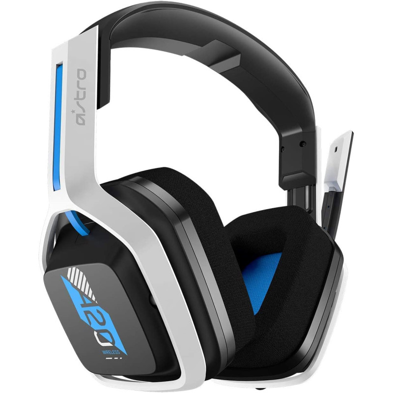 ASTRO Gaming A20 Wireless Headset Gen 2, Flip-To-Mute Microphone, +15 Hour Battery Life, 15 m Range, White/Blue
