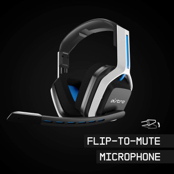 ASTRO Gaming A20 Wireless Headset Gen 2, Flip-To-Mute Microphone, +15 Hour Battery Life, 15 m Range, White/Blue