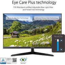 ASUS ASUS VY279HE 27" Eye Care Monitor, 1080P Full HD, 75Hz, IPS, 1ms, Adaptive-Sync, Eye Care Plus, Color Augmentation, HDMI VGA, Frameless, VESA Wall Mountable