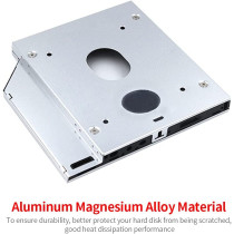 Yabuy 9.5mm CD-ROM Drive Hard Disk Caddy 2.5 inch HDD/SSD Bracket with SATA3 Interface Aluminum Magnesium Alloy Shell for Laptop