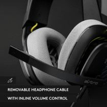 Astro A10 Gaming Headset Gen 2 Wired Headset - Over-ear gaming headphones with flip-to-mute microphone, 32 mm drivers, compatible with PlayStation, PC - Black