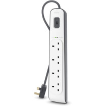 Belkin Belkin 4 Way/4 Plug Surge Protection Strip With 2 Meters Cord Length - Heavy Duty Electrical Extension Socket