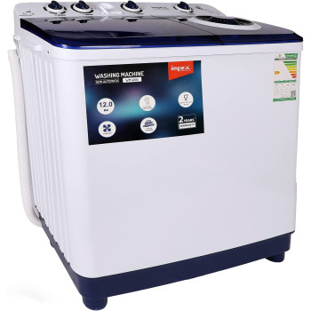Impex WM 4202 10KG Semi Automatic Washing Machine with Transparent Window View Air Turbo 6.5KGS Spin Capacity Temperature Resistance Wash Buzzer Soack Function