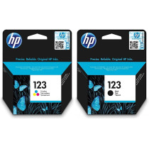 HP 123 Tri-Color Original Ink Cartridge F6V16Ae & Hp 123 Black Original Ink Cartridge F6V17Ae