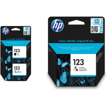 HP 123 Ink Cartridge Set, Black - F6V17AE & Tri-color - F6V16AE & 123 Tri-color Original Ink Cartridge [F6V16AE] Works with HP DeskJet 2130, 2620, 2630, 2632, 3639 Printers