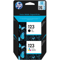 HP 123 Ink Cartridge Set, Black - F6V17AE & Tri-color - F6V16AE & 123 Tri-color Original Ink Cartridge [F6V16AE] Works with HP DeskJet 2130, 2620, 2630, 2632, 3639 Printers