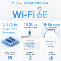 TP Link Deco Mesh WiFi AXE11000 Tri Band WiFi 6E Mesh Network SystemDeco XE200 Replaces Wireless Internet Router and Extender, 10Gbps Ethernet Port, Compatible with Alexa, 2 Pack, Deco XE200(2-pack)