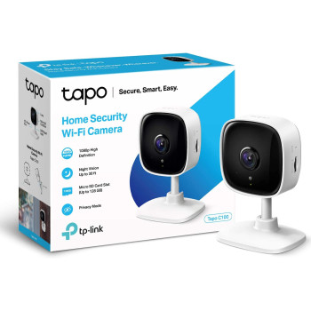 TP-Link Tapo Mini Smart Security Camera, Indoor CCTV, Works with Alexa & Google Home, No Hub Required, 1080p, 2-Way Audio, Night Vision, SD Storage, Device Sharing (Tapo C100)