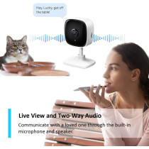 TP-Link Tapo Mini Smart Security Camera, Indoor CCTV, Works with Alexa & Google Home, No Hub Required, 1080p, 2-Way Audio, Night Vision, SD Storage, Device Sharing (Tapo C100)