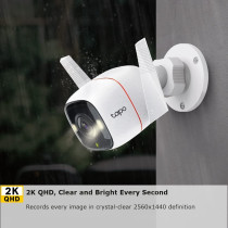 TP-Link Tapo Outdoor Security Camera, Weatherproof, Colour Night Vision, No Hub Required, Works with Alexa & Google Home, 2K High Definition, Built-in Siren, 2-way Audio, SD Storage(Tapo C320WS)