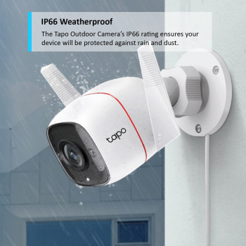 TP-Link Tapo Outdoor Security Camera/CCTV, Weatherproof, 3MP, Built-in Siren with Night Vision, 2-way Audio (Tapo C310)