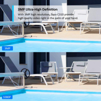 TP-Link Tapo Outdoor Security Camera/CCTV, Weatherproof, 3MP, Built-in Siren with Night Vision, 2-way Audio (Tapo C310)