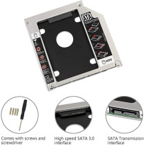 Universal Hard Drive Caddy Tray, 9.5mm 2nd 2.5 inch SATA HDD SSD Hard Drive Tray Replacement, DVD CD ROM Optical Drive Caddy Tray Adapter for DELL HP Lenovo ThinkPad ACER ASUS Laptop