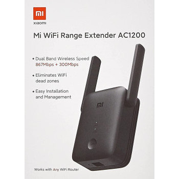 Xiaomi Mi Wifi Range Extender Ac1200 2.4/5Ghz Dual Band Wifi Ethernet Port Access Point Mode Smartlink Smart Signal Indicator, Black