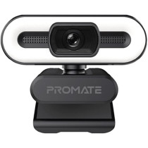 Promate Full Hd Web Camera, Premium Widescreen Video Calling 1080P Usb Webcam With Tripod, Noise Reduction Mic, Touch Control Led Light Modes And 90 Degree Wide-Angle For Pc/Laptop/Zoom, Procam-3