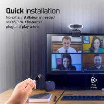 Promate Full Hd Web Camera, Premium Widescreen Video Calling 1080P Usb Webcam With Tripod, Noise Reduction Mic, Touch Control Led Light Modes And 90 Degree Wide-Angle For Pc/Laptop/Zoom, Procam-3