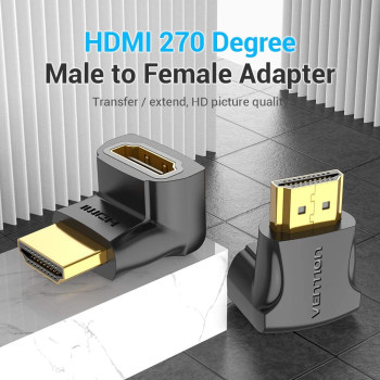 Vention HDMI 2.0 Male to HDMI Female Connector 4k@60Hz gold plated AINB0-2 (Pack of 2, 270 Degree Horizontal)