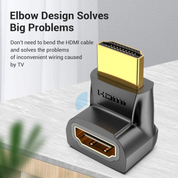 Vention HDMI 2.0 Male to HDMI Female Connector 4k@60Hz gold plated AINB0-2 (Pack of 2, 270 Degree Horizontal)
