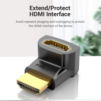 Vention HDMI 2.0 Male to HDMI Female Connector 4k@60Hz gold plated AINB0-2 (Pack of 2, 270 Degree Horizontal)