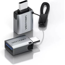 Vention USB-C Male to USB 3.0 Female OTG Adapter Gray Aluminum Alloy Type 5Gbps 3A Converter Compatible with iPad Pro MacBook Note20 Ultra S21+ Huawei P40 Xiaomi 11 (USB 3.0 C to A, Pack of 2)
