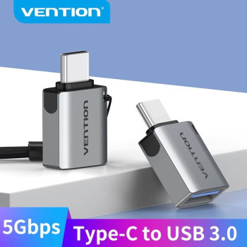 Vention USB-C Male to USB 3.0 Female OTG Adapter Gray Aluminum Alloy Type 5Gbps 3A Converter Compatible with iPad Pro MacBook Note20 Ultra S21+ Huawei P40 Xiaomi 11 (USB 3.0 C to A, Pack of 2)