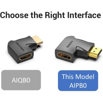 Vention HDMI 2.0 Male to HDMI Female Connector 4k@60Hz gold plated AIPB0-2 (Pack of 2, 90 Degree Vertical)