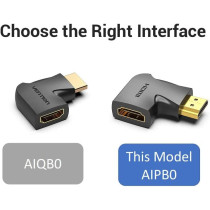 Vention HDMI 2.0 Male to HDMI Female Connector 4k@60Hz gold plated AIPB0-2 (Pack of 2, 90 Degree Vertical)