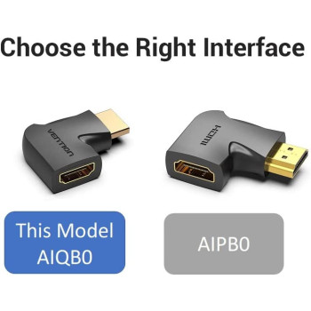 Vention HDMI 2.0 Male to HDMI Female Connector 4k@60Hz gold plated AIQB0-2 (Pack of 2, 270 Degree Vertical)