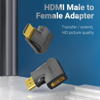 Vention HDMI 2.0 Male to HDMI Female Connector 4k@60Hz gold plated AIQB0-2 (Pack of 2, 270 Degree Vertical)