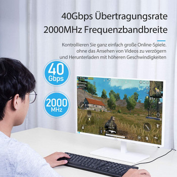 VENTION Cat 8 Ethernet Cable 40Gbps 2000MHz High Speed LAN Patch RJ45 Cable S/FTP Twisted Pair Network Cable for Switch, Router, Patch Panel, PS4, Xbox, Data Center (Cat.8 SSTP Flat)