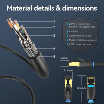 VENTION Cat 8 Ethernet Cable 40Gbps 2000MHz High Speed LAN Patch RJ45 Cable S/FTP Twisted Pair Network Cable for Switch, Router, Patch Panel, PS4, Xbox, Data Center (Cat.8 SSTP Round)