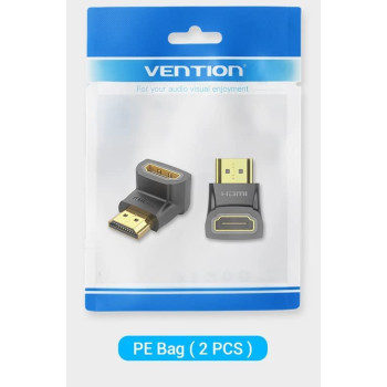 Vention HDMI 2.0 Male to HDMI Female Connector 4k@60Hz gold plated interface AIOB0-2 (Pack of 2, 90 Degree Horizontal)
