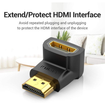Vention HDMI 2.0 Male to HDMI Female Connector 4k@60Hz gold plated interface AIOB0-2 (Pack of 2, 90 Degree Horizontal)