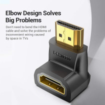 Vention HDMI 2.0 Male to HDMI Female Connector 4k@60Hz gold plated interface AIOB0-2 (Pack of 2, 90 Degree Horizontal)