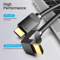 Vention HDMI Angle Cable 4K HDMI 2.0 Cable HDMI 90/270 Degree Angle Adapter for Apple TV PS4 Splitter Video Audio (2 METER 90 DEGREE)